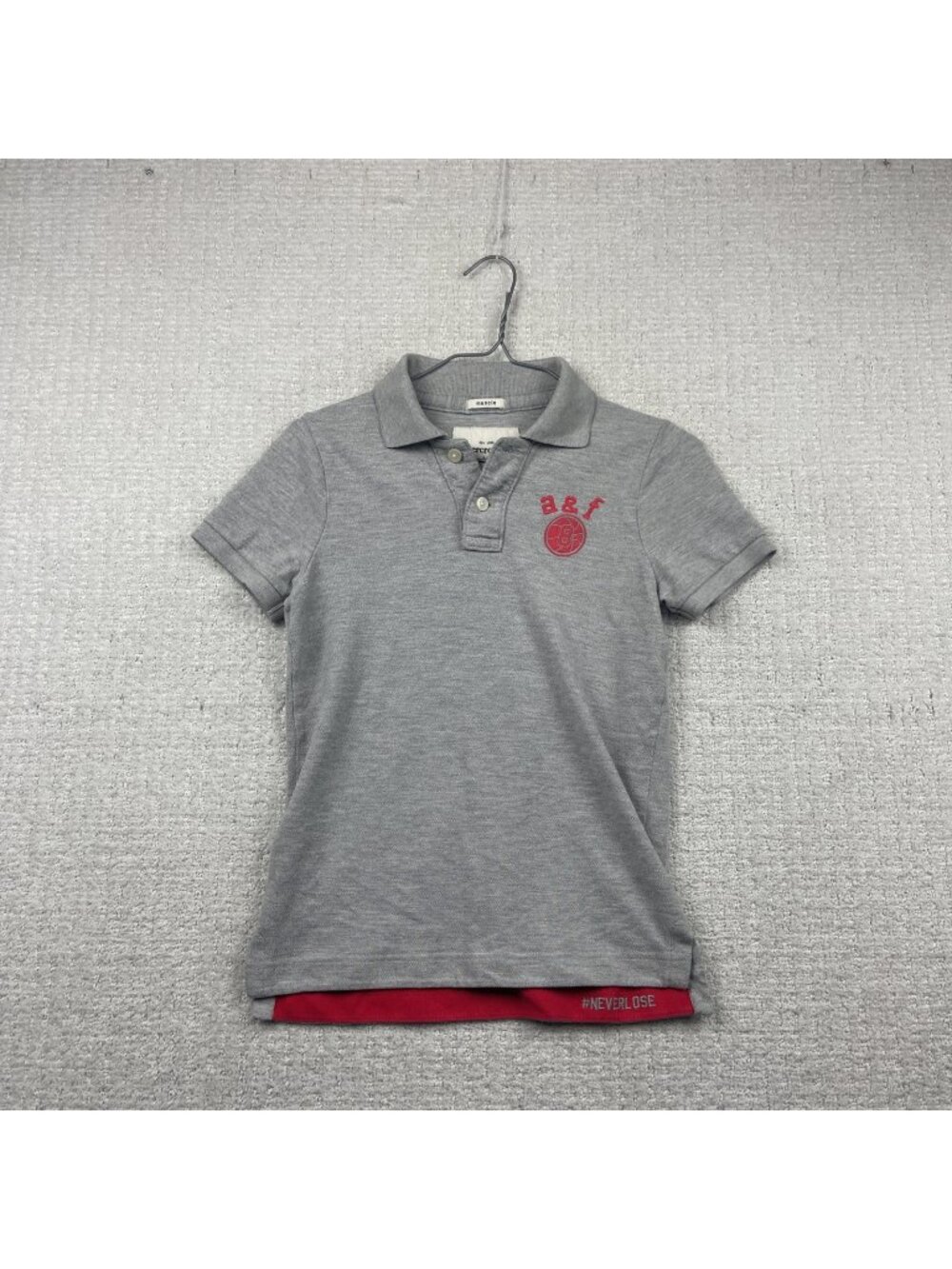 Abercrombie Fitch Polo Shirt Boys Large Grey Short Sleeve Muscle Preppy Academia